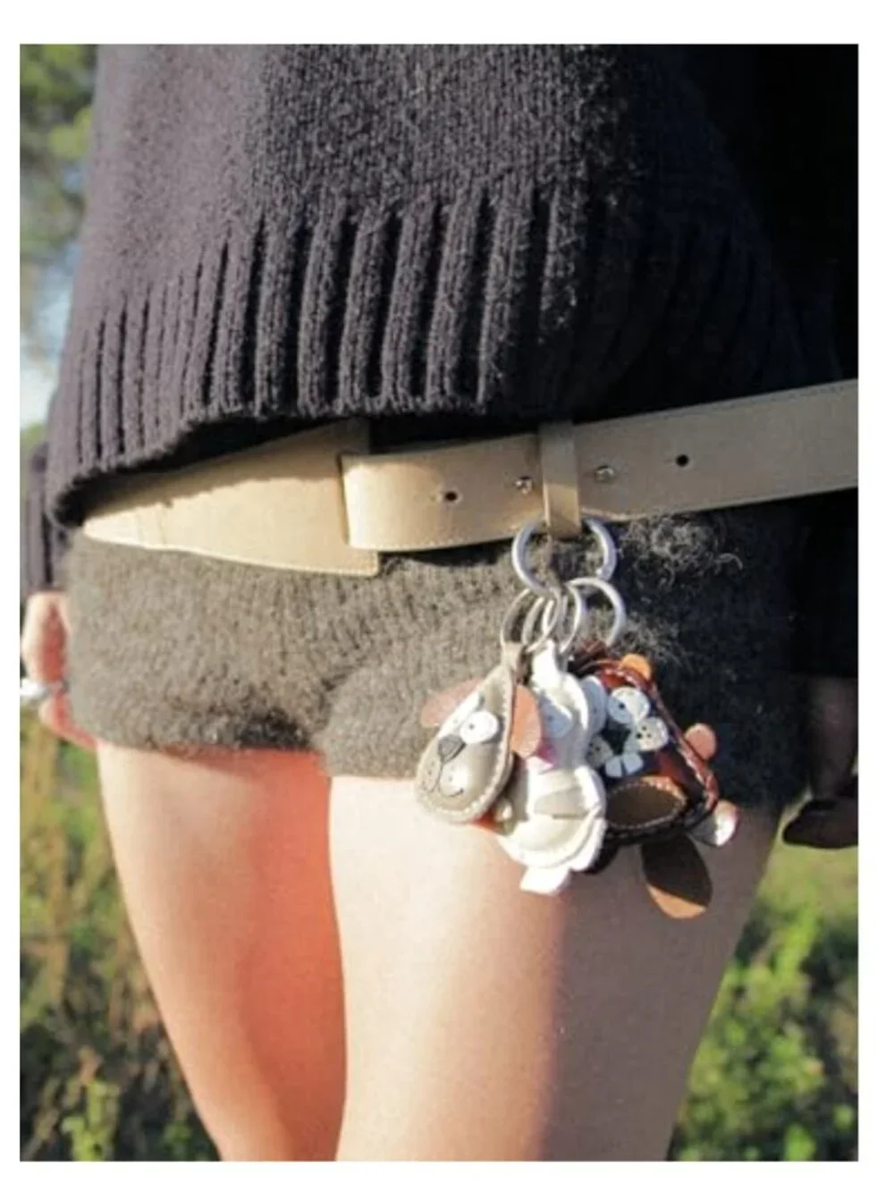 Genuine Leather Animal Keychain Hand-Stitched Gift for Bag Keys